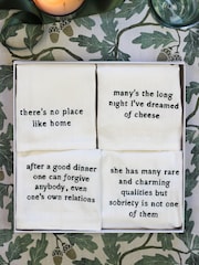 Avalon Home Set of 4 White Literary Collection Napkins 100% Cotton Gift Box - Image 1 of 5