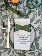 Avalon Home Set of 4 White Literary Collection Napkins 100% Cotton Gift Box - Image 4 of 5