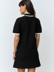 Black Knitted Collared Button Up Mini Dress - Image 2 of 5