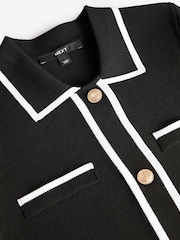 Black Knitted Collared Button Up Mini Dress - Image 5 of 5
