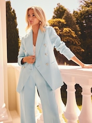 Friends Like These Blue Millie Mackintosh Premium Double Breasted Gold Button Blazer - Image 1 of 5