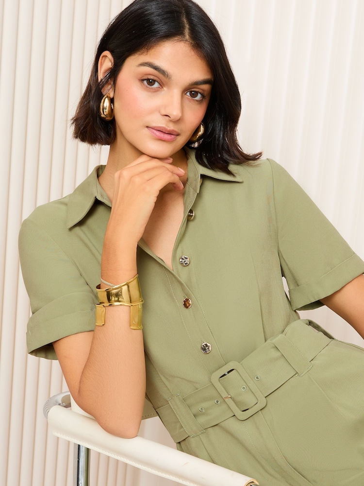 Verde - Friends Like These Short Sleeve Utility Tailored Jumpsuit - Imagen 2 de 4 Verde - Friends Like These Short Sleeve Utility Tailored Jumpsuit - Imagen 2 de 4