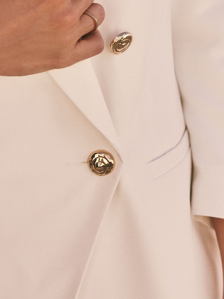 Friends Like These White Millie Mackintosh Premium Double Breasted Gold Button Blazer - Image 5 of 5