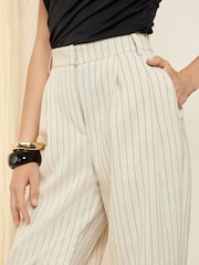 Cream/Streifen - Friends Like These Wide Leg Tailored Trousers With Linen - Bild 3 von 4
