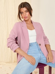 Friends Like These Pink Single Breasted Linen Blend Tailored Blazer - Image 3 of 5