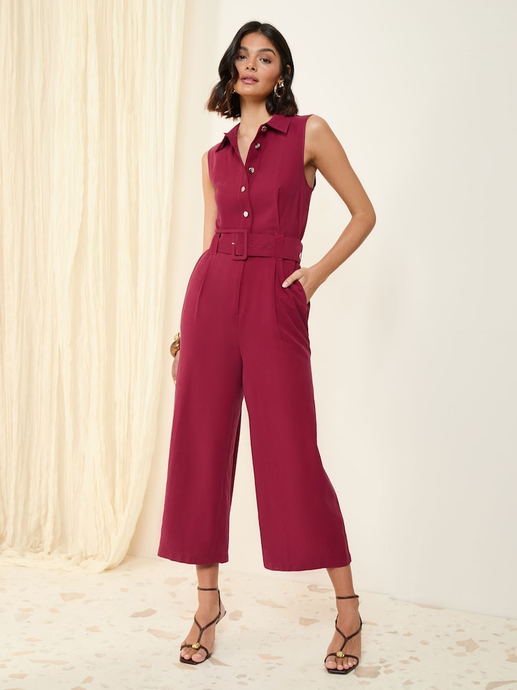 Rouge - Friends Like These Sleevless Ceinturé Utility habillé Combinaison - Image 1 of 4