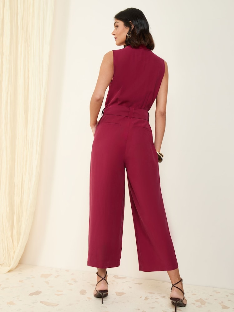 Rouge - Friends Like These Sleevless Ceinturé Utility habillé Combinaison - Image 4 of 4