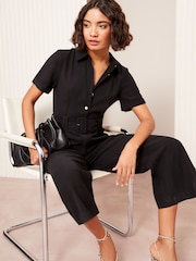 Zwart - Friends Like These op maat gesneden utility jumpsuit met korte mouwen - Image 2 of 4