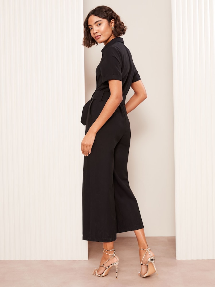 Zwart - Friends Like These op maat gesneden utility jumpsuit met korte mouwen - Image 4 of 4