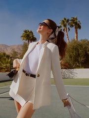 Friends Like These Ivory Single Breasted Linen Blend Tailored Blazer - Image 4 of 5