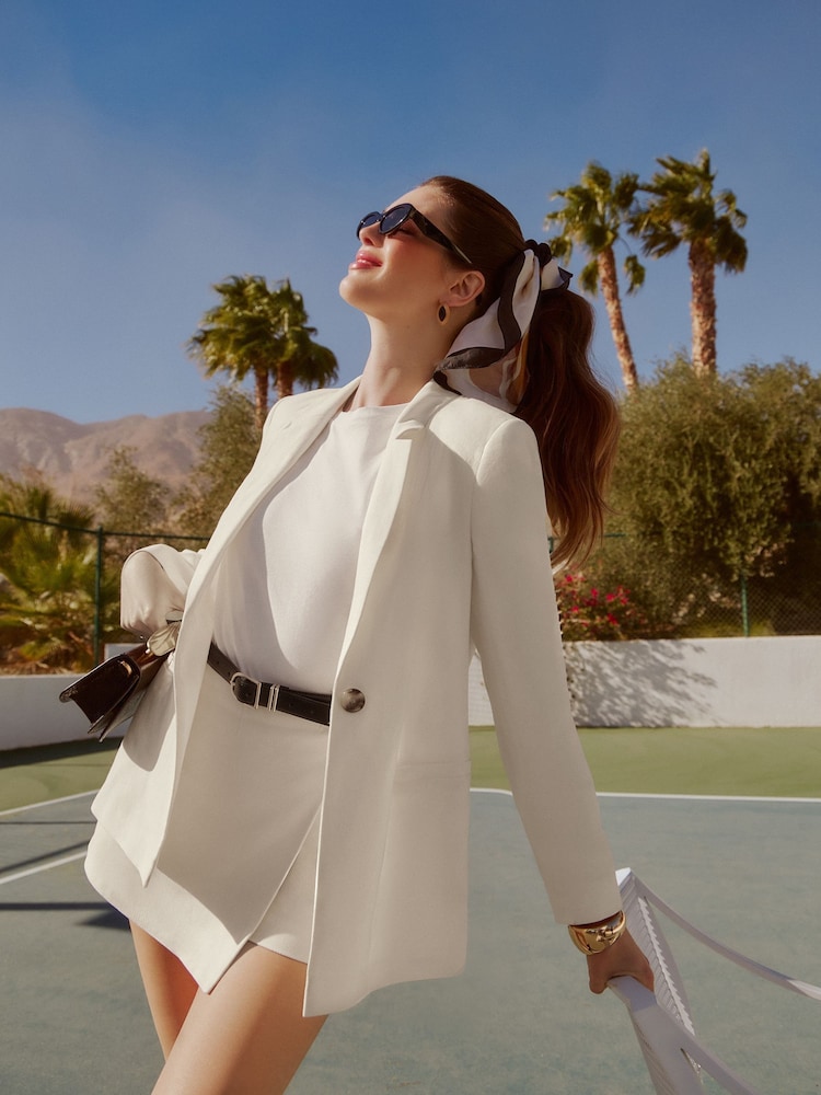 Friends Like These Ivory Single Breasted Linen Blend Tailored Blazer - Image 4 of 5