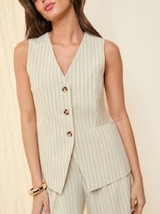 Friends Like These Cream Tailored Waistcoat With Linen - Image 1 of 5