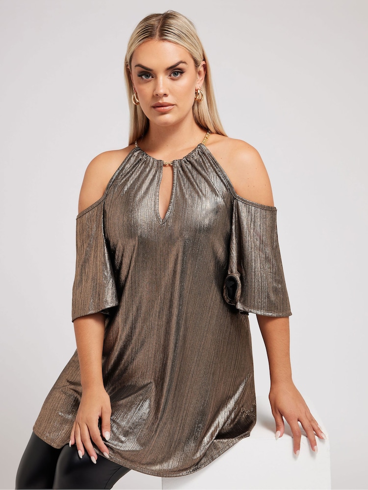 Топ с цепочками из фольги Yours Curve London - Image 1 of 6