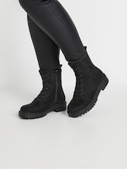 Yours Curve Black Wide Fit Lace Boots - Image 1 of 5