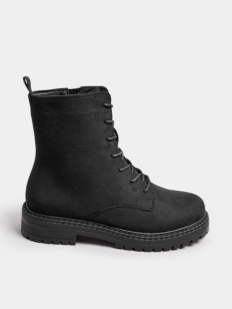Yours Curve Black Wide Fit Lace Boots - Image 2 of 5