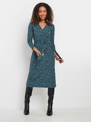 M&Co Blue Animal Print Jersey Dress - Image 1 of 5