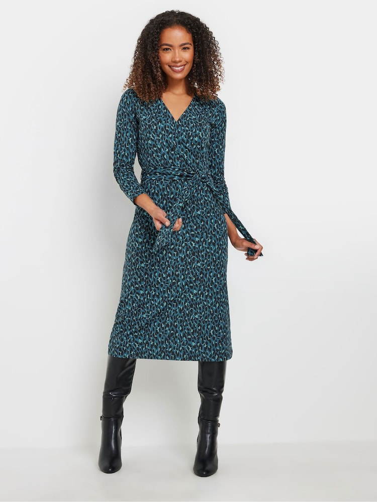 M&Co Blue Animal Print Jersey Dress - Image 1 of 5