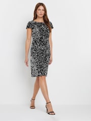 M&Co Silver Sequin Velvet Shift Dress - Image 1 of 5