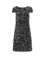 M&Co Silver Sequin Velvet Shift Dress - Image 5 of 5
