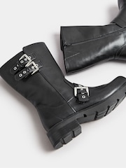 Yours Curve Black Extra Wide Fit 3 Strap Calf Biker Boots - Image 5 of 5