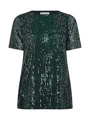 Yours Curve Green London Sequin Swing Top - Image 6 of 6