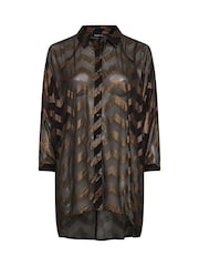 Yours Curve Chiffonbluse mit Zickzack-Ausschnitt und extremem Rückenausschnitt - Bild 5 von 5