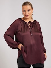 Yours Curve Red Button Blouse - Image 1 of 6