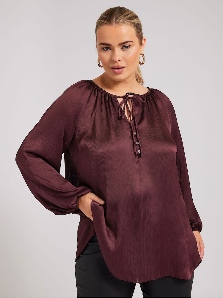 Yours Curve Red Button Blouse - Image 1 of 6