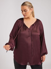 Yours Curve Red Button Blouse - Image 2 of 6