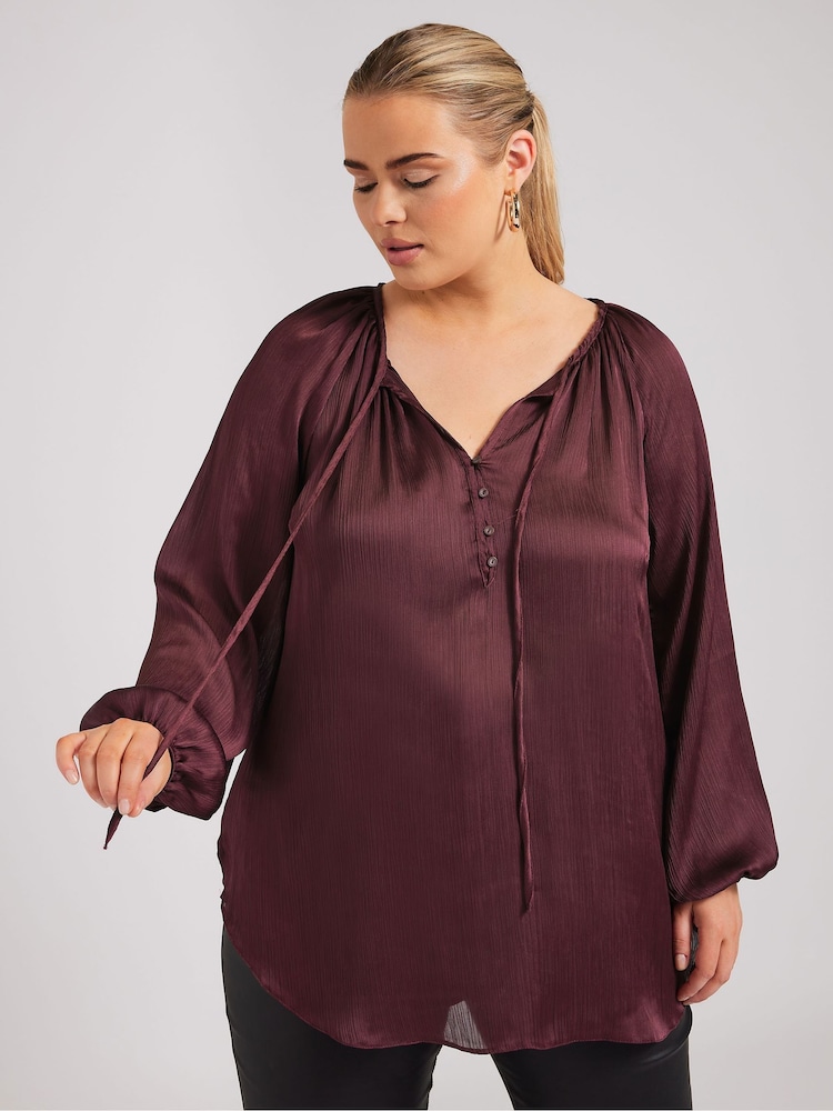Yours Curve Red Button Blouse - Image 2 of 6