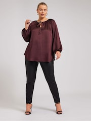Yours Curve Red Button Blouse - Image 3 of 6