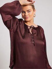 Yours Curve Red Button Blouse - Image 5 of 6