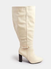 Yours Curve White Extra Wide Fit Heeled Knee High Boots - Image 3 of 5
