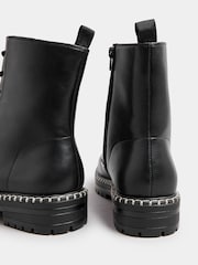 Yours Curve Black Wide Fit Whip Stitch Rand Lace Boots - Image 3 of 5