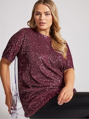 Yours Curve Purple London Sequin Swing Top - Image 4 of 5