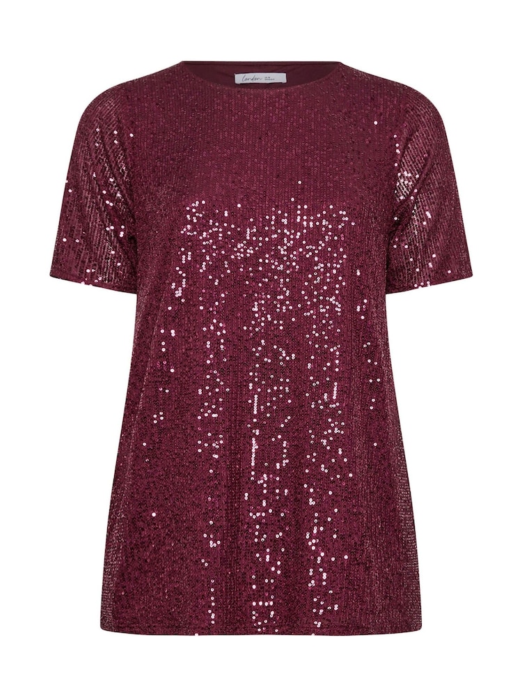 Yours Curve Purple London Sequin Swing Top - Image 5 of 5