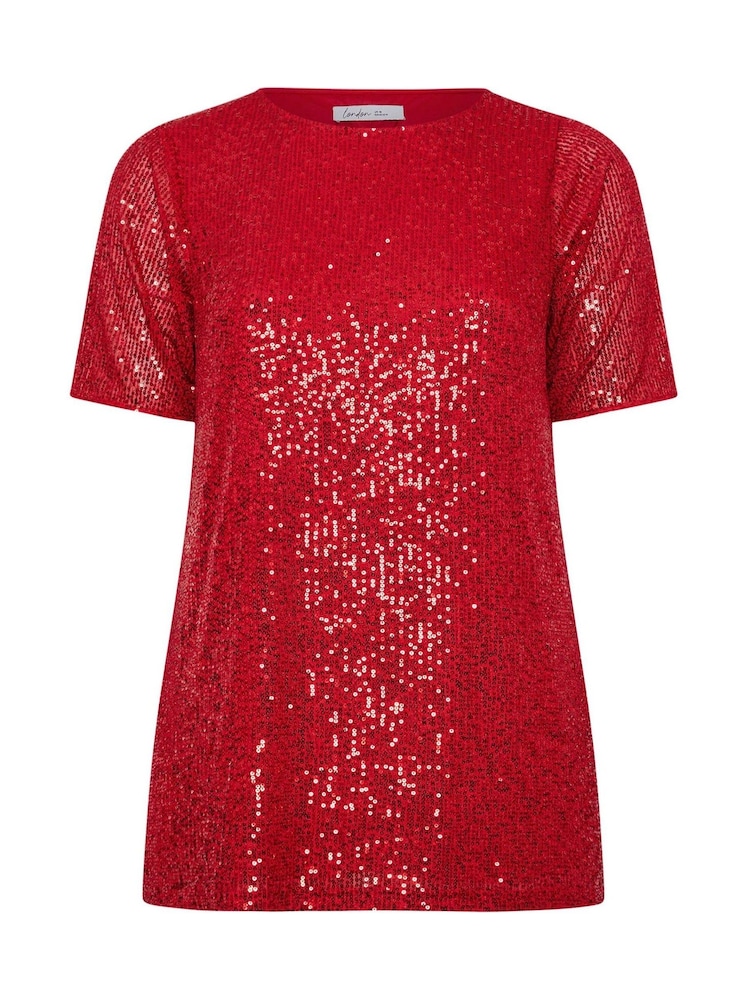 Rot - Yours Curve London Swing-Top mit Pailletten - Bild 5 von 5 Rot - Yours Curve London Swing-Top mit Pailletten - Bild 5 von 5