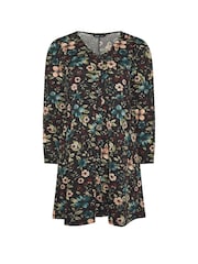 Yours Curve Black Shirred Panel Tea Dress - Image 5 of 5