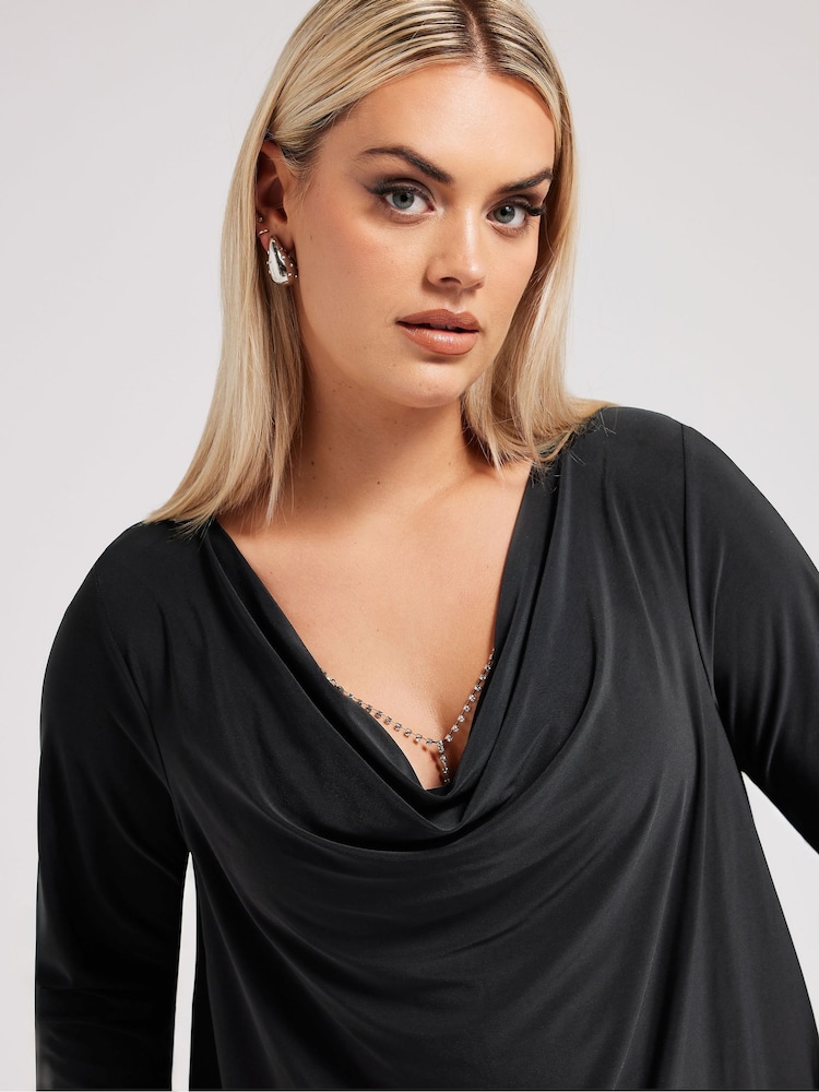 Yours Curve London Wasserfall-Top mit Diamante-Besatz - Bild 2 von 5