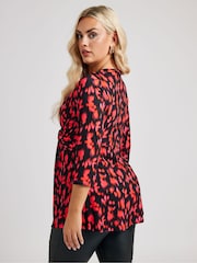 Yours Curve Red London Knot Front Top - Image 3 of 5
