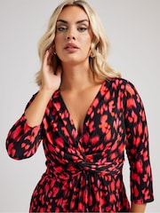 Yours Curve Red London Knot Front Top - Image 4 of 5