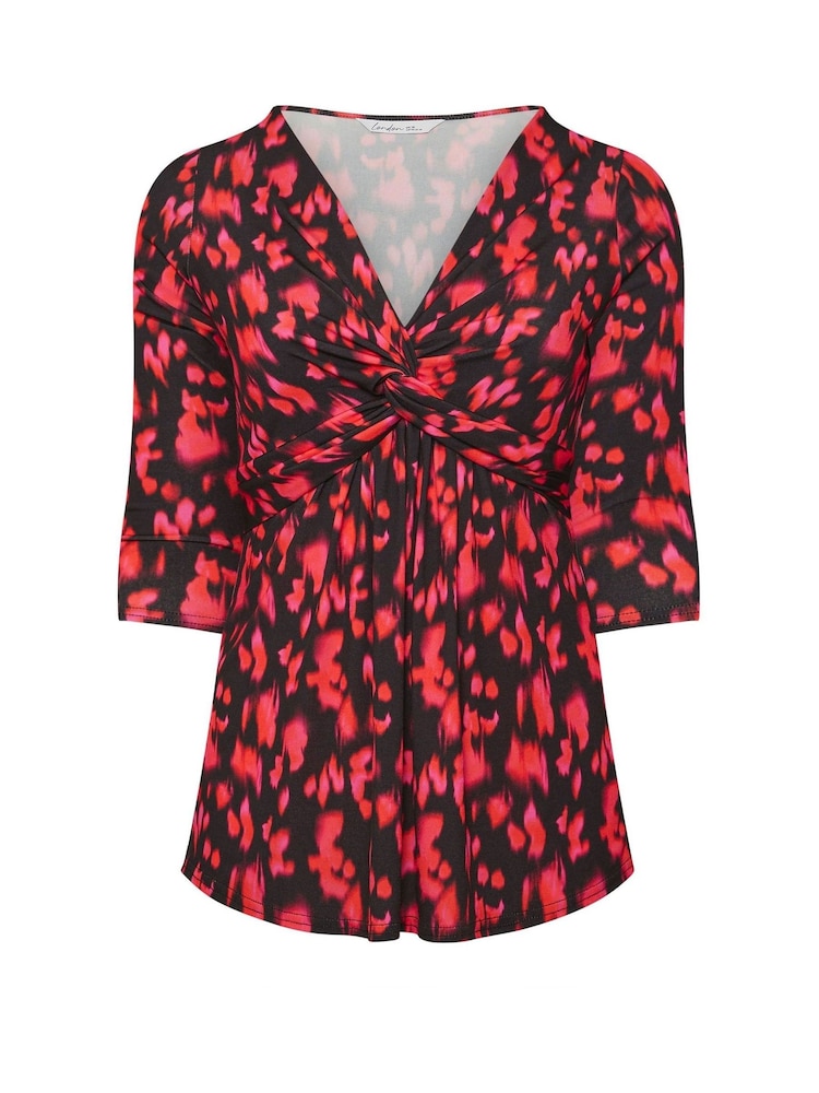 Yours Curve Red London Knot Front Top - Image 5 of 5