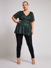 Yours Curve London Wickeltop mit Paillettenbesatz - Bild 2 von 5