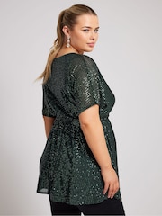 Yours Curve London Wickeltop mit Paillettenbesatz - Bild 3 von 5