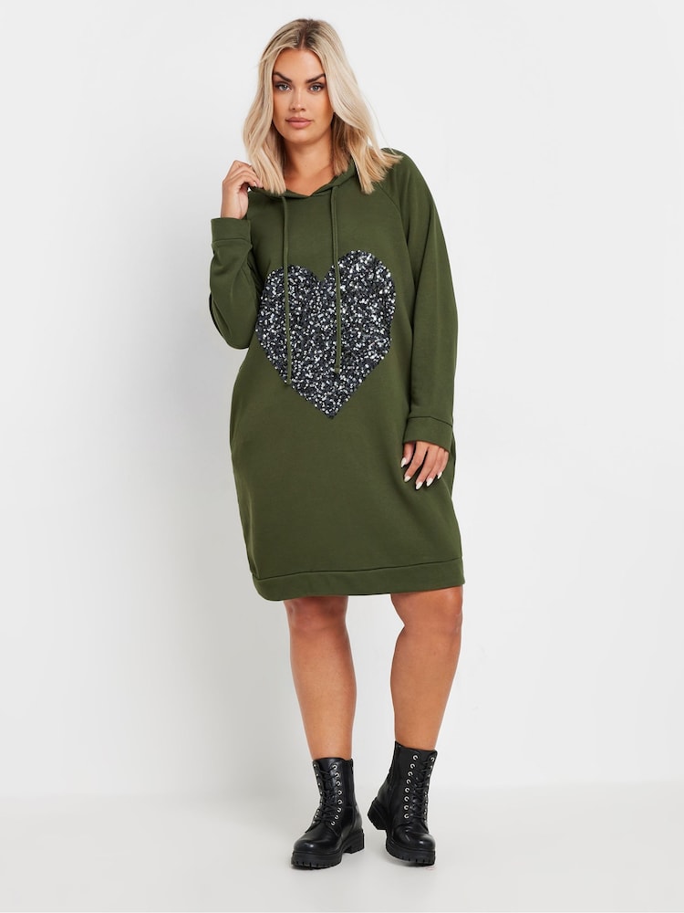 Vestido tipo sudadera con capucha y diseño de corazón de Yours Curve - Imagen 1 de 5 Vestido tipo sudadera con capucha y diseño de corazón de Yours Curve - Imagen 1 de 5