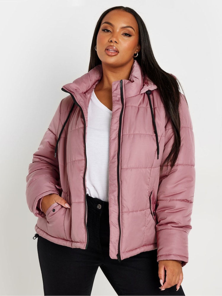 Yours Curve Pink Boxy Short Coat - Image 1 of 6