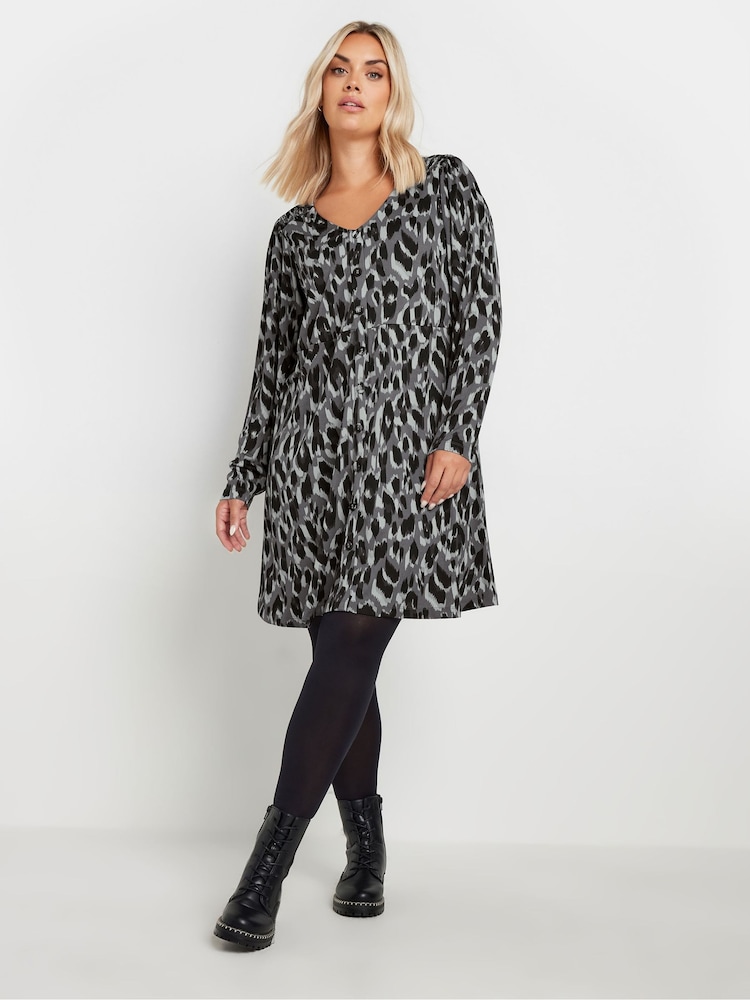 Yours Curve Leopard Print Shirred Panel Tea Dress - Image 2 of 5