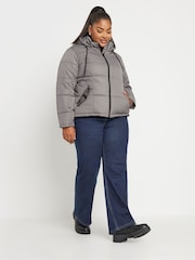 Yours Curve Grey Boxy Short Coat - Image 2 of 5