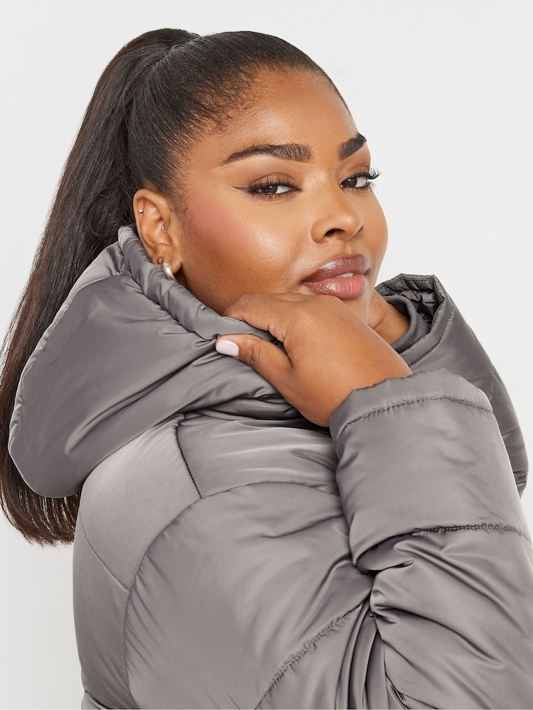 Yours Curve Grey Boxy Short Coat - Image 4 of 5