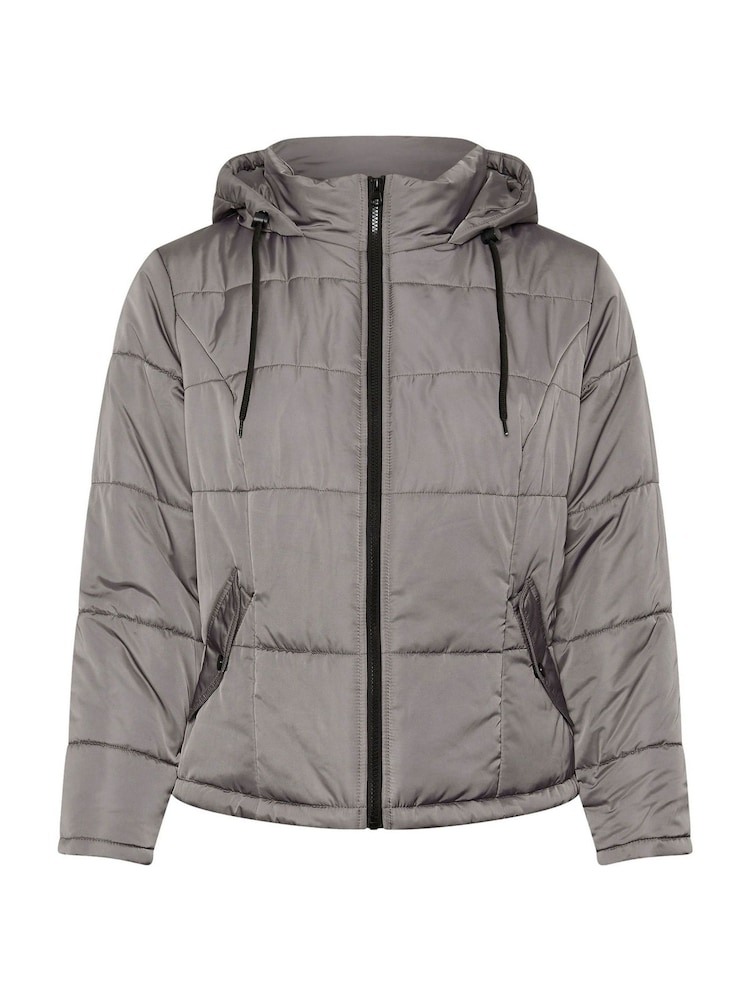 Yours Curve Grey Boxy Short Coat - Image 5 of 5